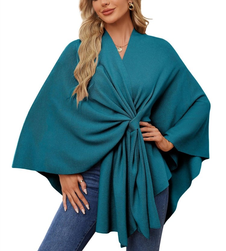 Elegante omslagdoek zachte poncho trui met open voorkant