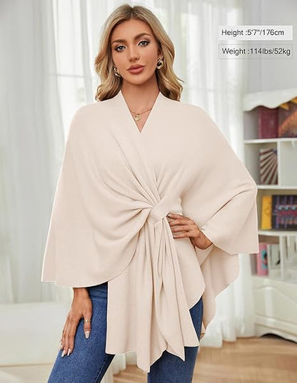 Elegante omslagdoek zachte poncho trui met open voorkant