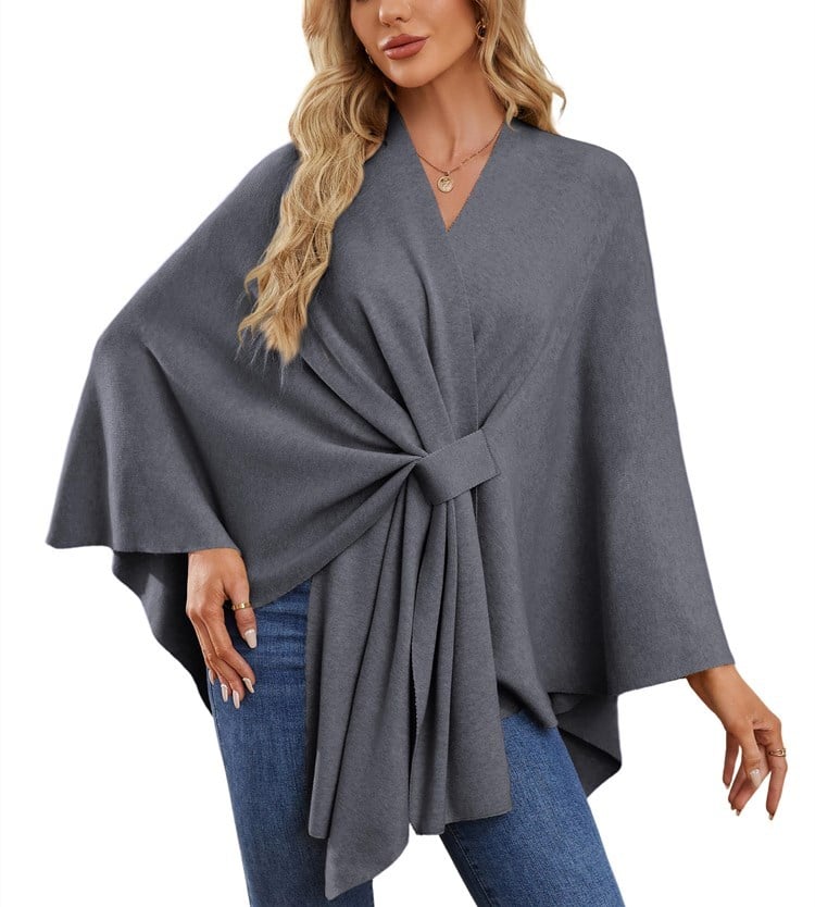 Elegante omslagdoek zachte poncho trui met open voorkant