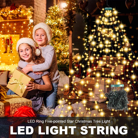 🎄LED Ring Vijfpuntige Ster Kerstboomverlichting 🎄