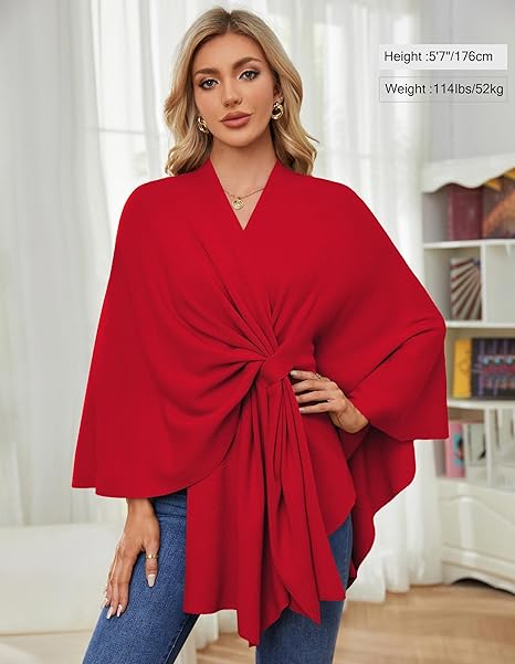 Elegante omslagdoek zachte poncho trui met open voorkant