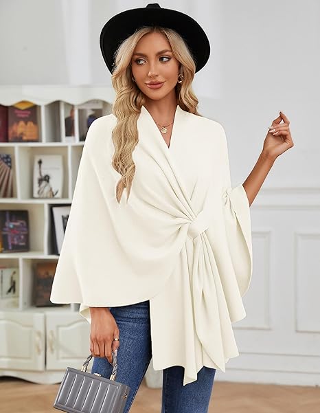 Elegante omslagdoek zachte poncho trui met open voorkant