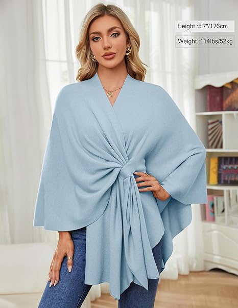 Elegante omslagdoek zachte poncho trui met open voorkant