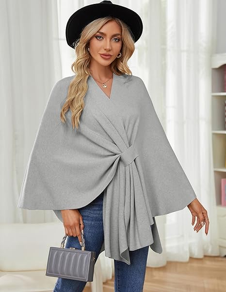 Elegante omslagdoek zachte poncho trui met open voorkant