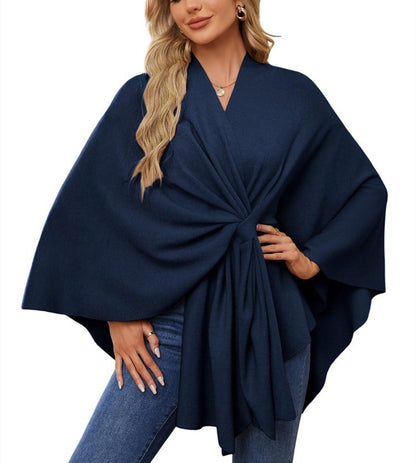 Elegante omslagdoek zachte poncho trui met open voorkant