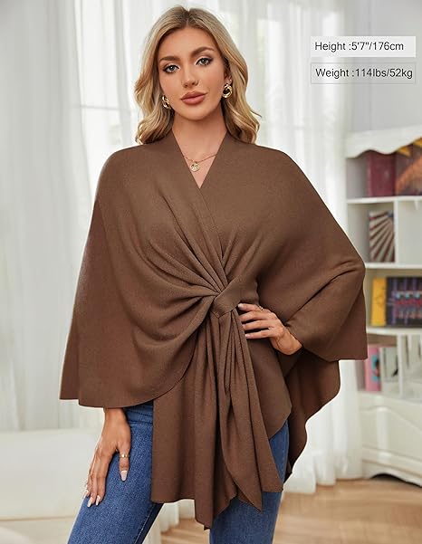 Elegante omslagdoek zachte poncho trui met open voorkant