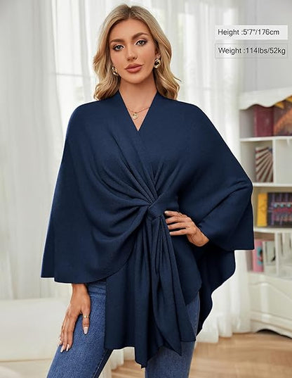 Elegante omslagdoek zachte poncho trui met open voorkant