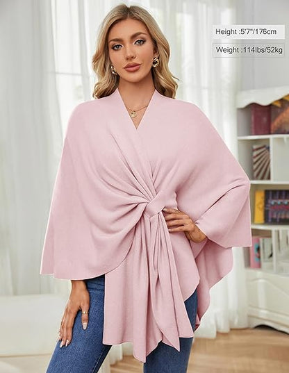 Elegante omslagdoek zachte poncho trui met open voorkant