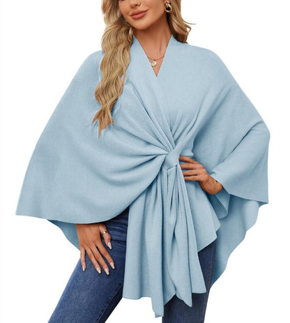 Elegante omslagdoek zachte poncho trui met open voorkant