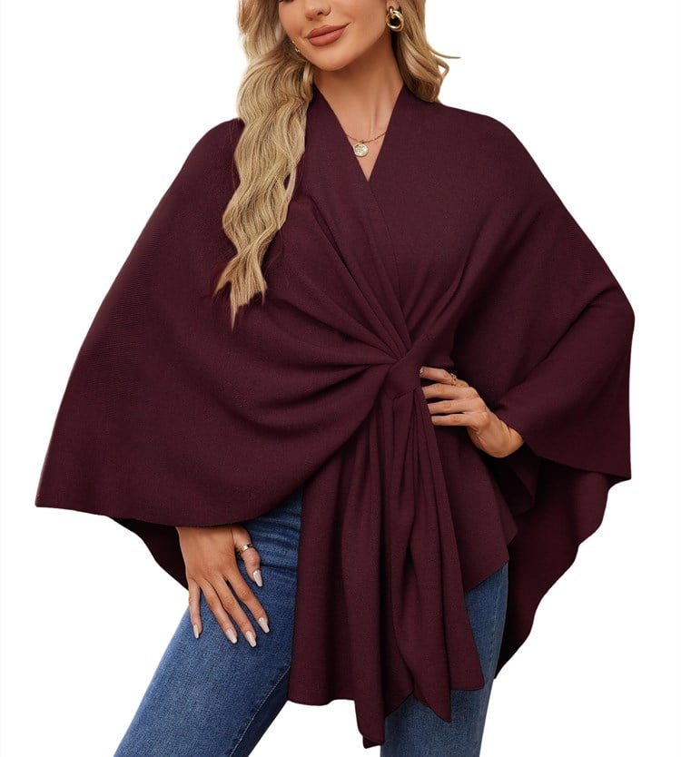 Elegante omslagdoek zachte poncho trui met open voorkant