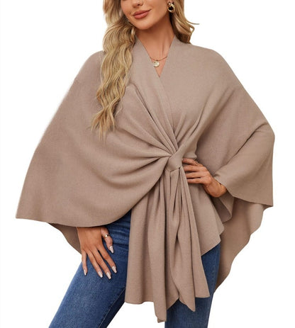 Elegante omslagdoek zachte poncho trui met open voorkant