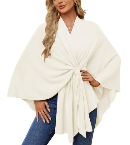 Elegante omslagdoek zachte poncho trui met open voorkant