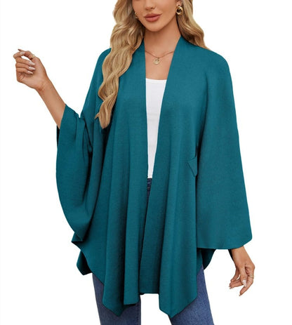 Elegante omslagdoek zachte poncho trui met open voorkant