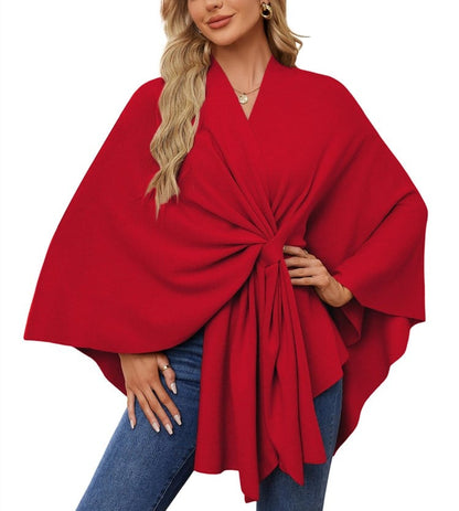 Elegante omslagdoek zachte poncho trui met open voorkant