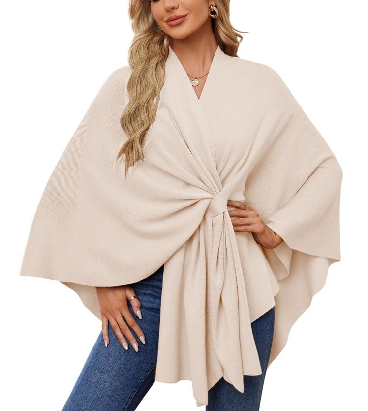 Elegante omslagdoek zachte poncho trui met open voorkant