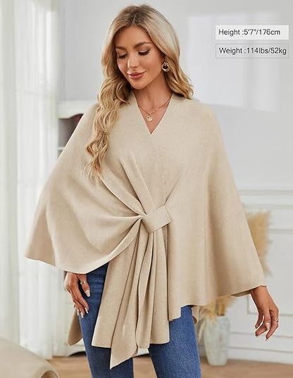 Elegante omslagdoek zachte poncho trui met open voorkant