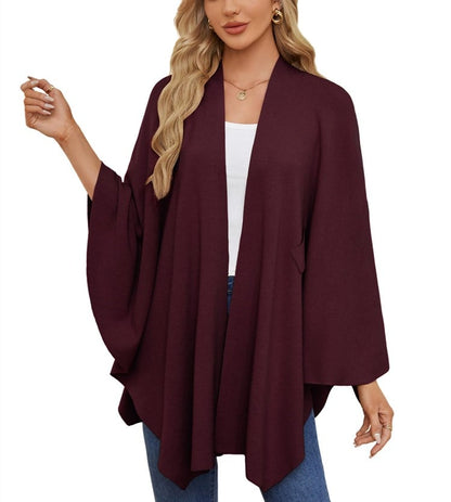 Elegante omslagdoek zachte poncho trui met open voorkant