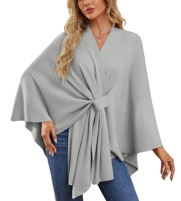 Elegante omslagdoek zachte poncho trui met open voorkant