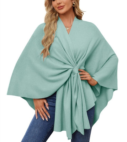 Elegante omslagdoek zachte poncho trui met open voorkant