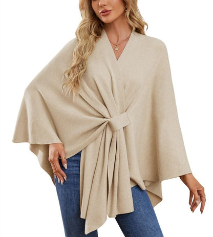 Elegante omslagdoek zachte poncho trui met open voorkant