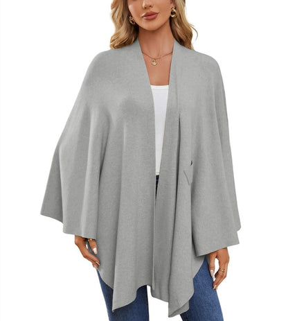 Elegante omslagdoek zachte poncho trui met open voorkant