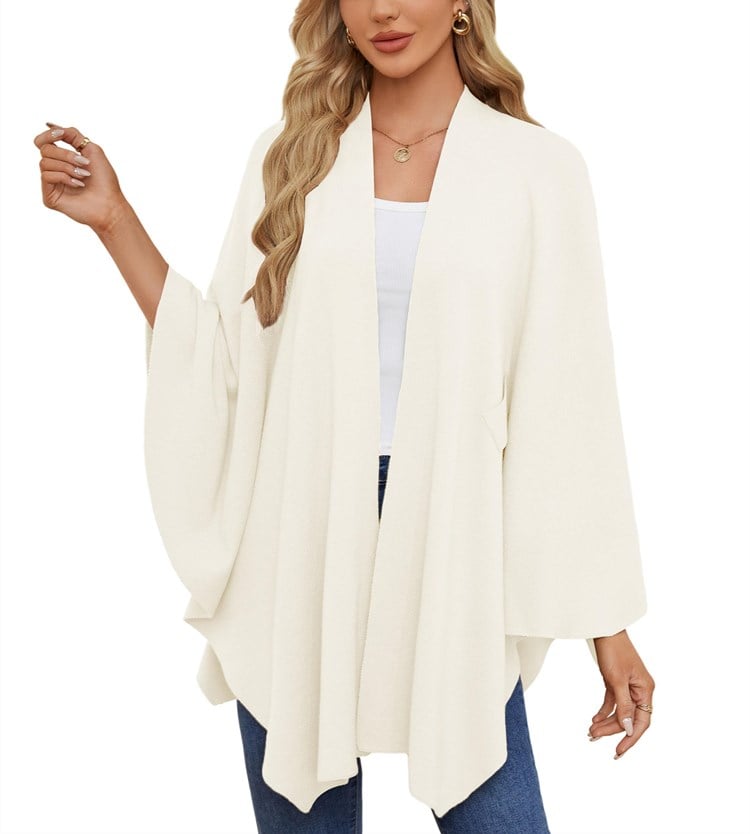 Elegante omslagdoek zachte poncho trui met open voorkant