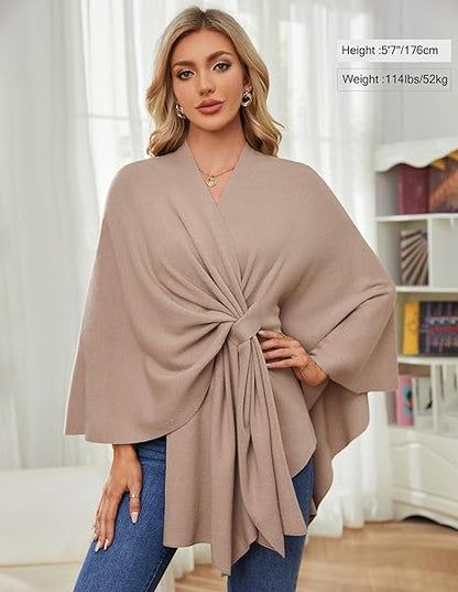 Elegante omslagdoek zachte poncho trui met open voorkant