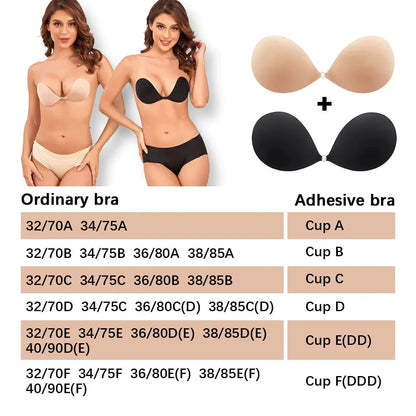 Zelfklevende Bra Rugloze Strapless Herbruikbare Kleverige Onzichtbare Push Up Bra Voor Vrouwen