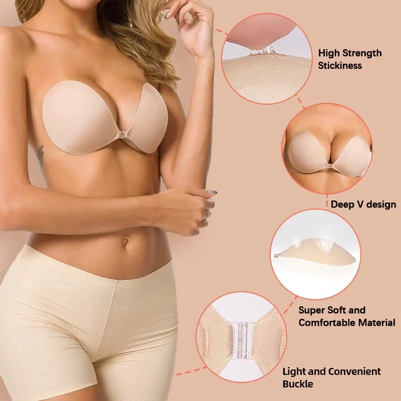 Zelfklevende Bra Rugloze Strapless Herbruikbare Kleverige Onzichtbare Push Up Bra Voor Vrouwen